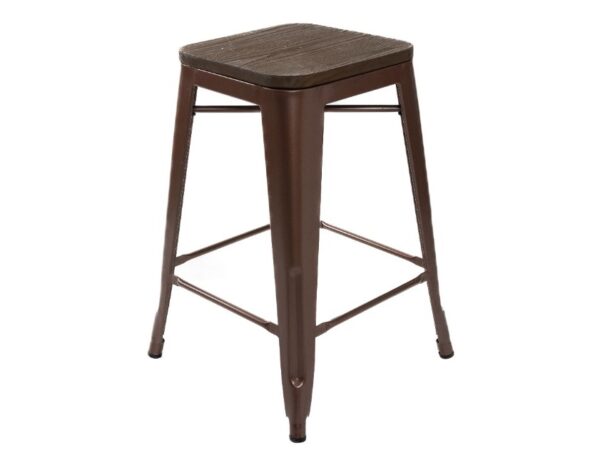 Metal Backless Bar Stool (Brown)
